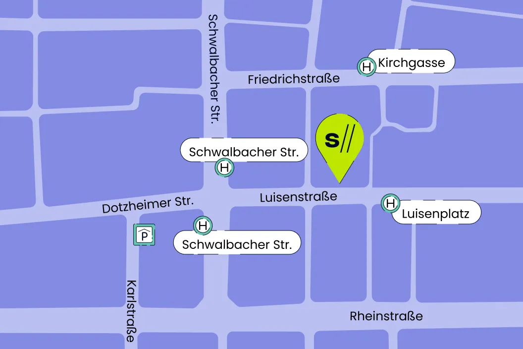 Karte mit der Anfahrt zum Seibert Group HQ in Wiesbaden